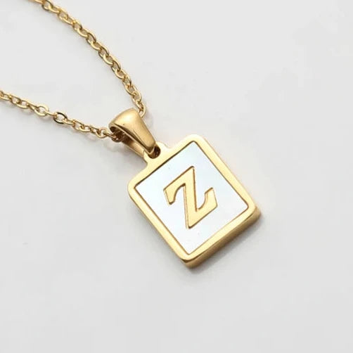 Gold Plated Framed Initial Letter Necklace