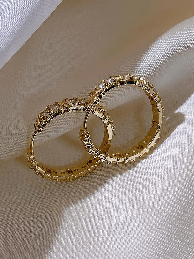 Zircon X Hoop Earrings