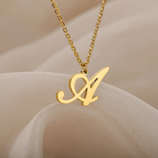 Calligraphy Initial Letter Necklace (A-Z)