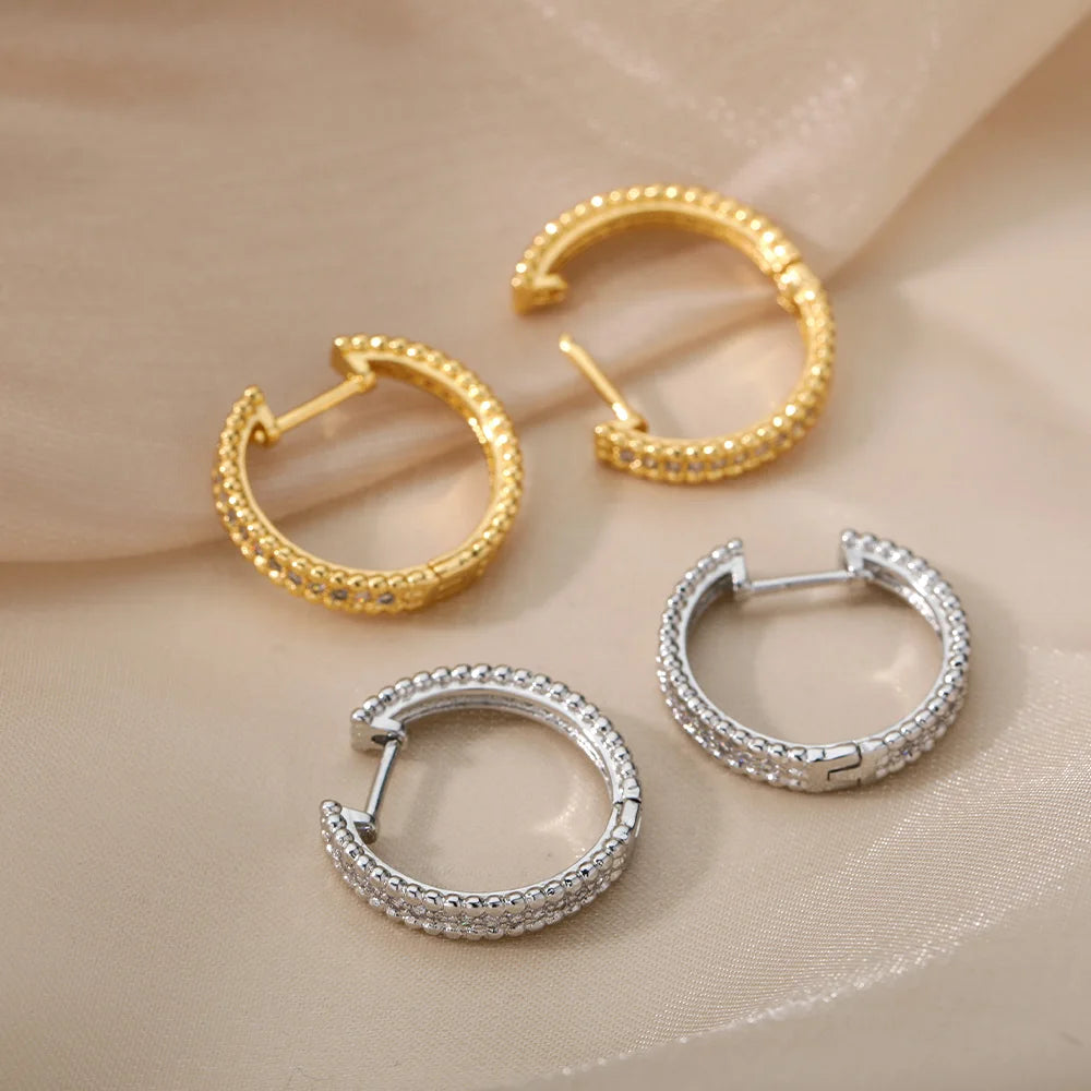 Zircon Hoop Earrings