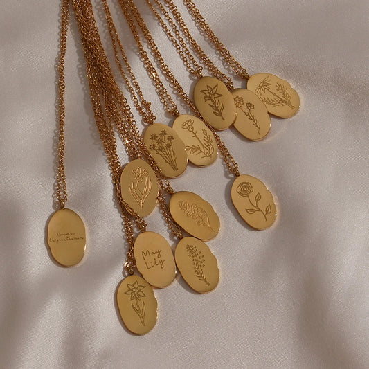 Gold Plated Dainty Birth Flower Necklace