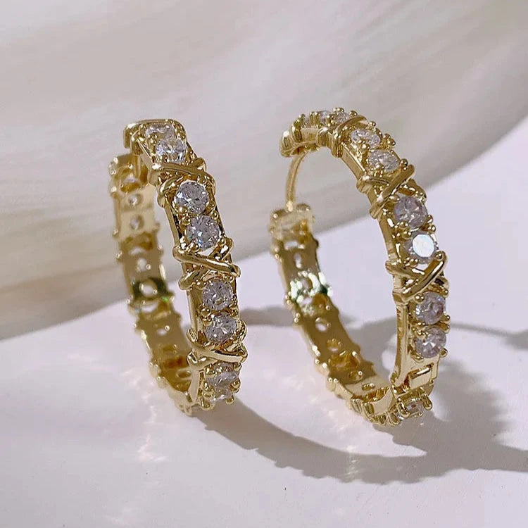 Zircon X Hoop Earrings