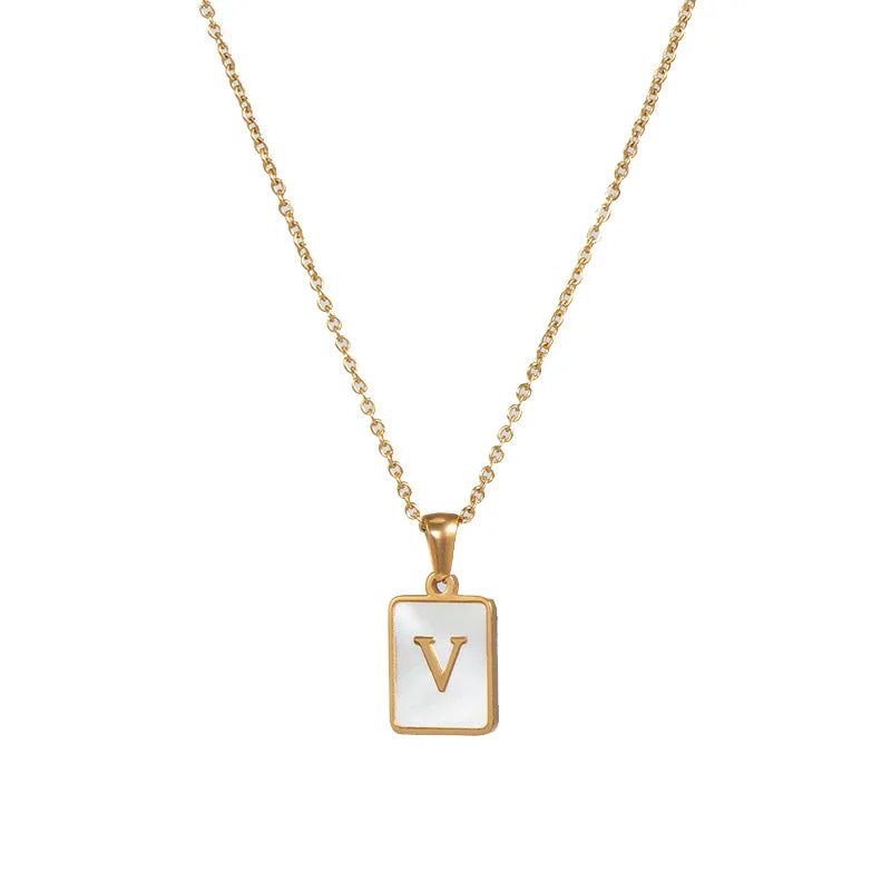 Gold Plated Framed Initial Letter Necklace