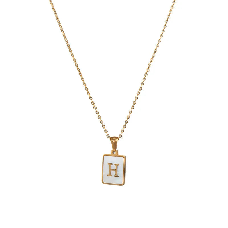 Gold Plated Framed Initial Letter Necklace