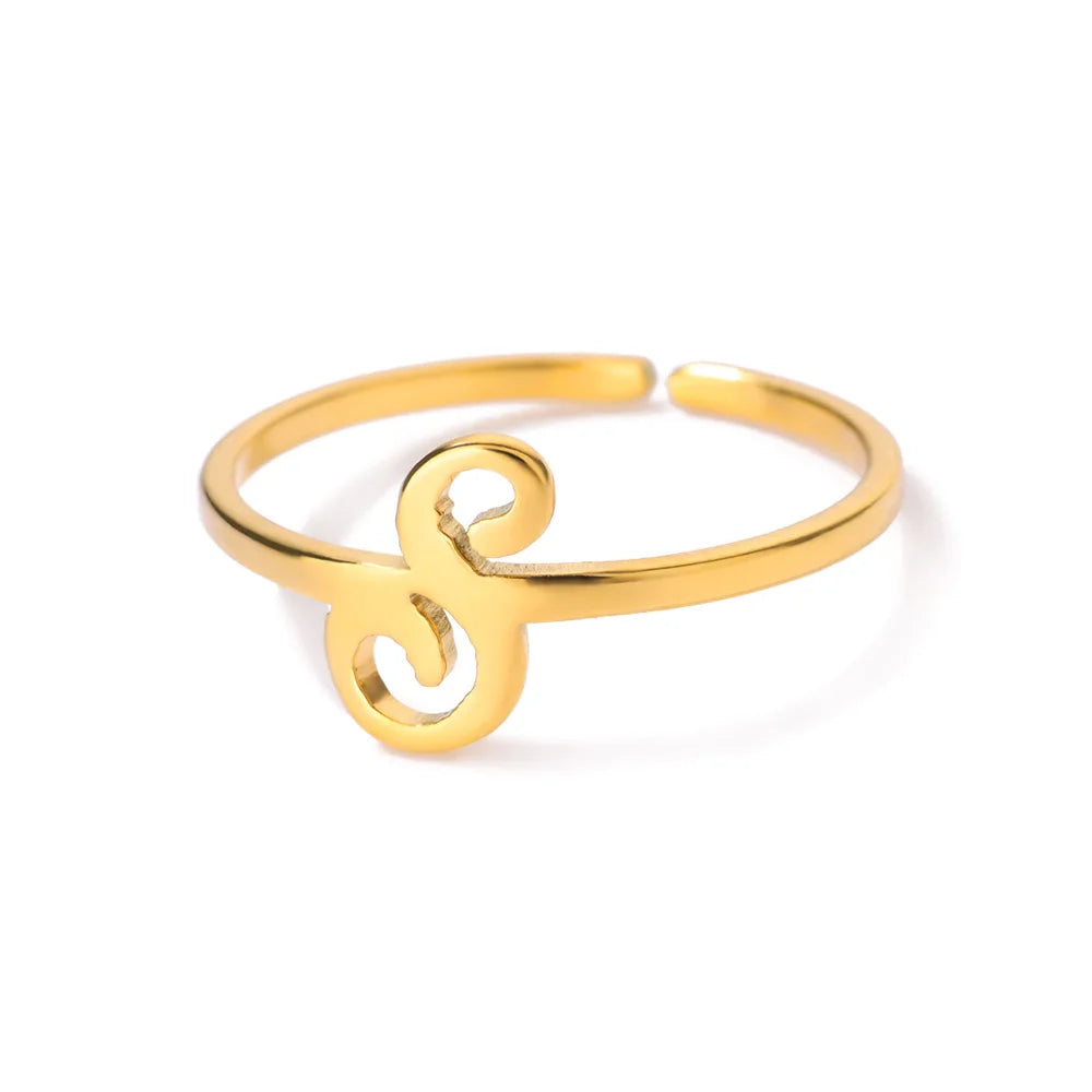 Calligraphy Initial Letter Ring