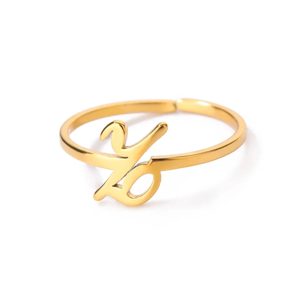 Calligraphy Initial Letter Ring