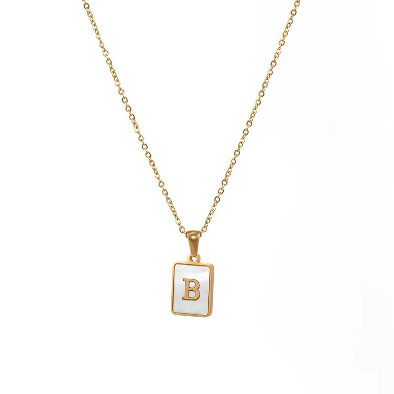 Gold Plated Framed Initial Letter Necklace