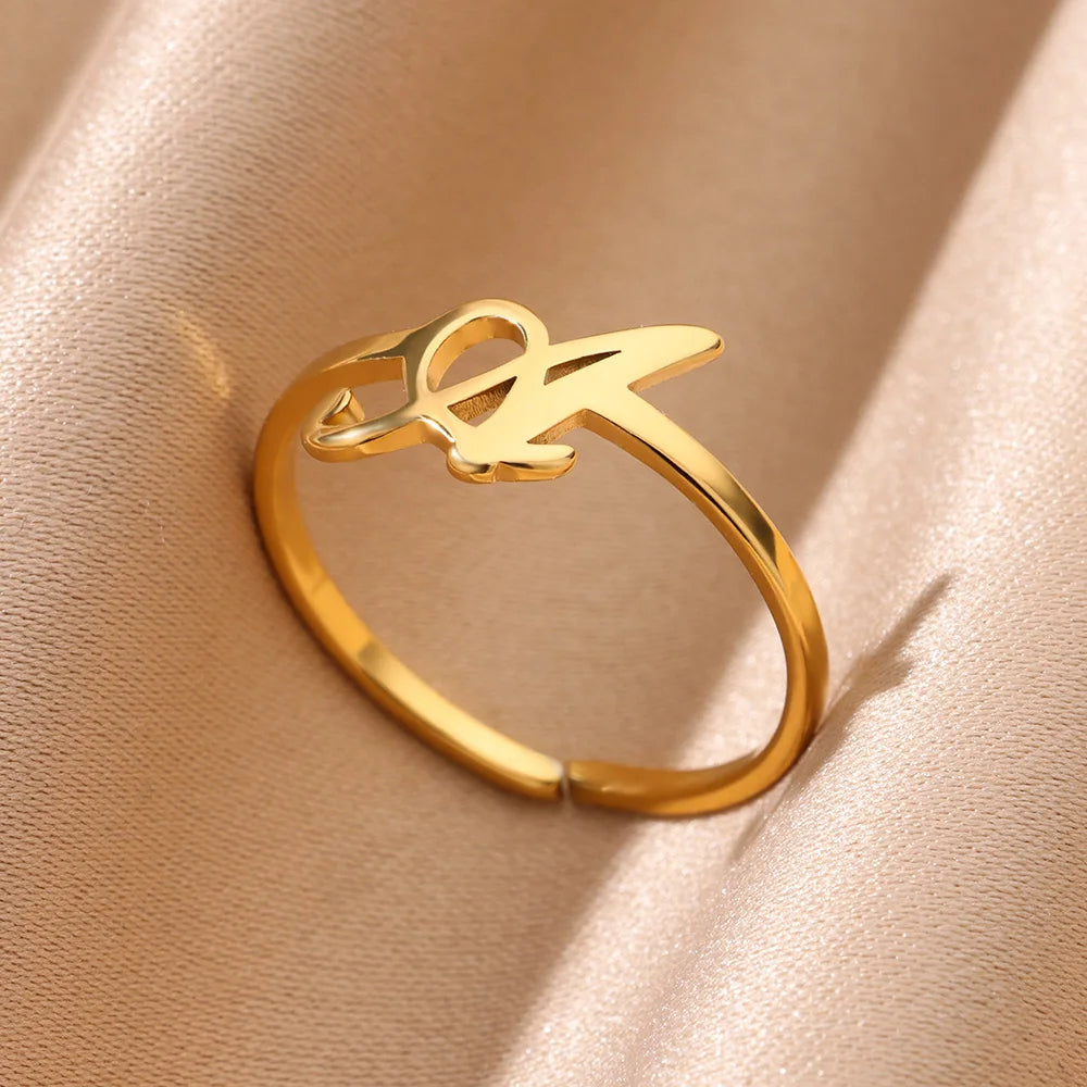 Calligraphy Initial Letter Ring