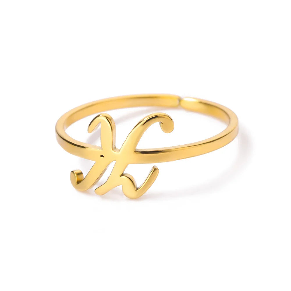 Calligraphy Initial Letter Ring