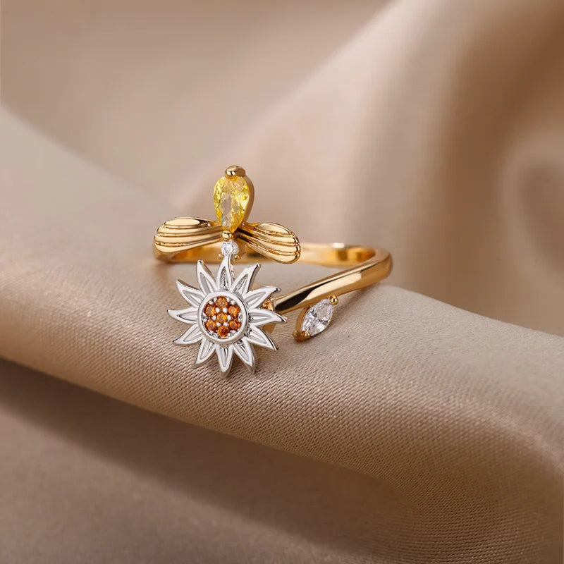 Bee & Sunflower Fidget Ring