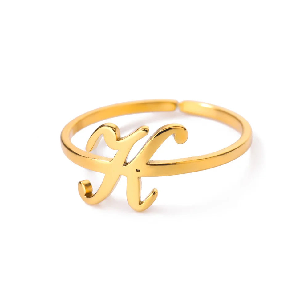 Calligraphy Initial Letter Ring