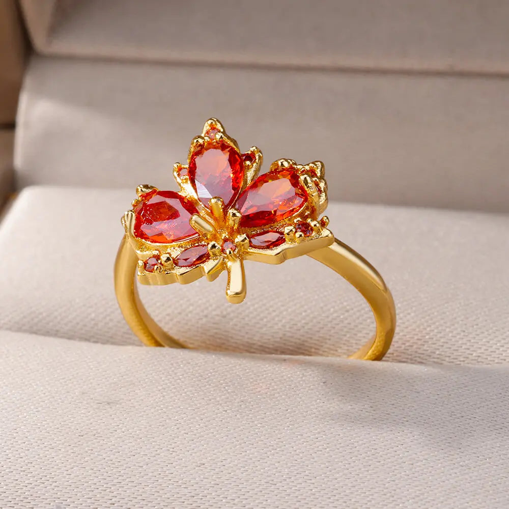 Zircon Maple Leaf Ring