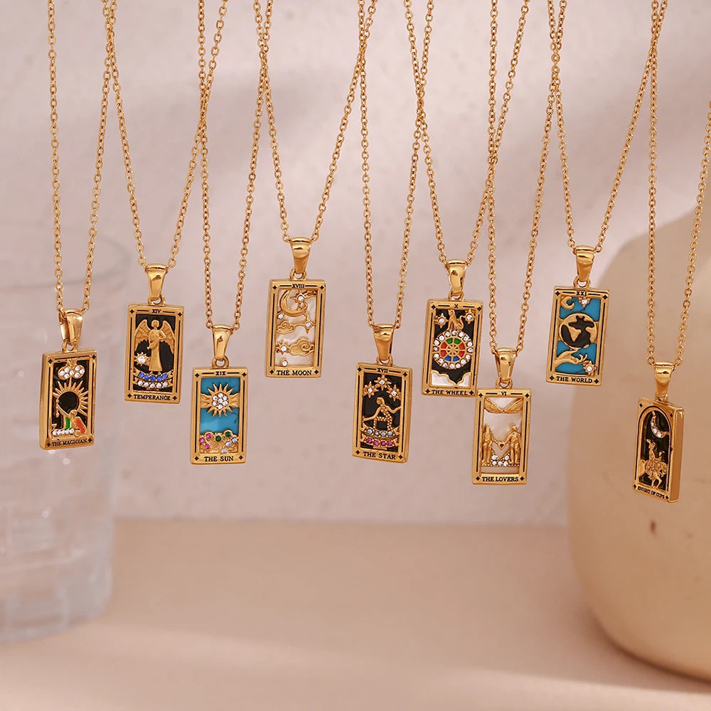 Gold Plated Tarot Card Necklace