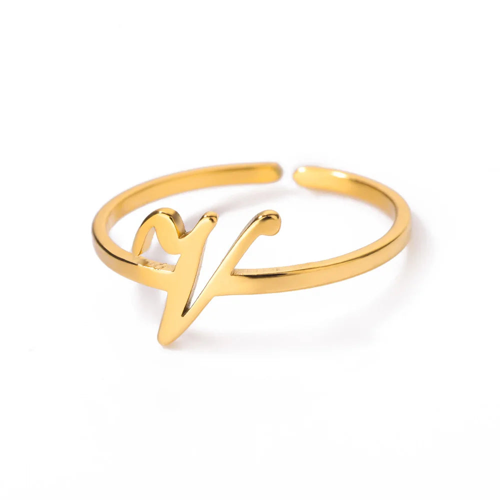 Calligraphy Initial Letter Ring