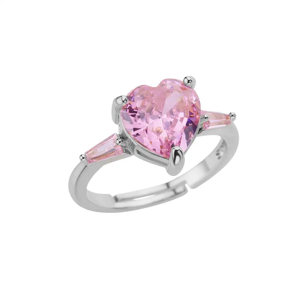 Gold Plated Pink Zircon Heart Ring