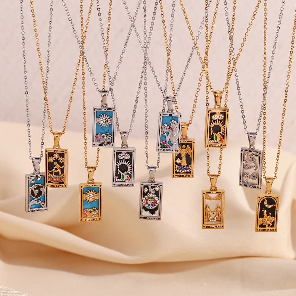 Gold Plated Tarot Card Necklace