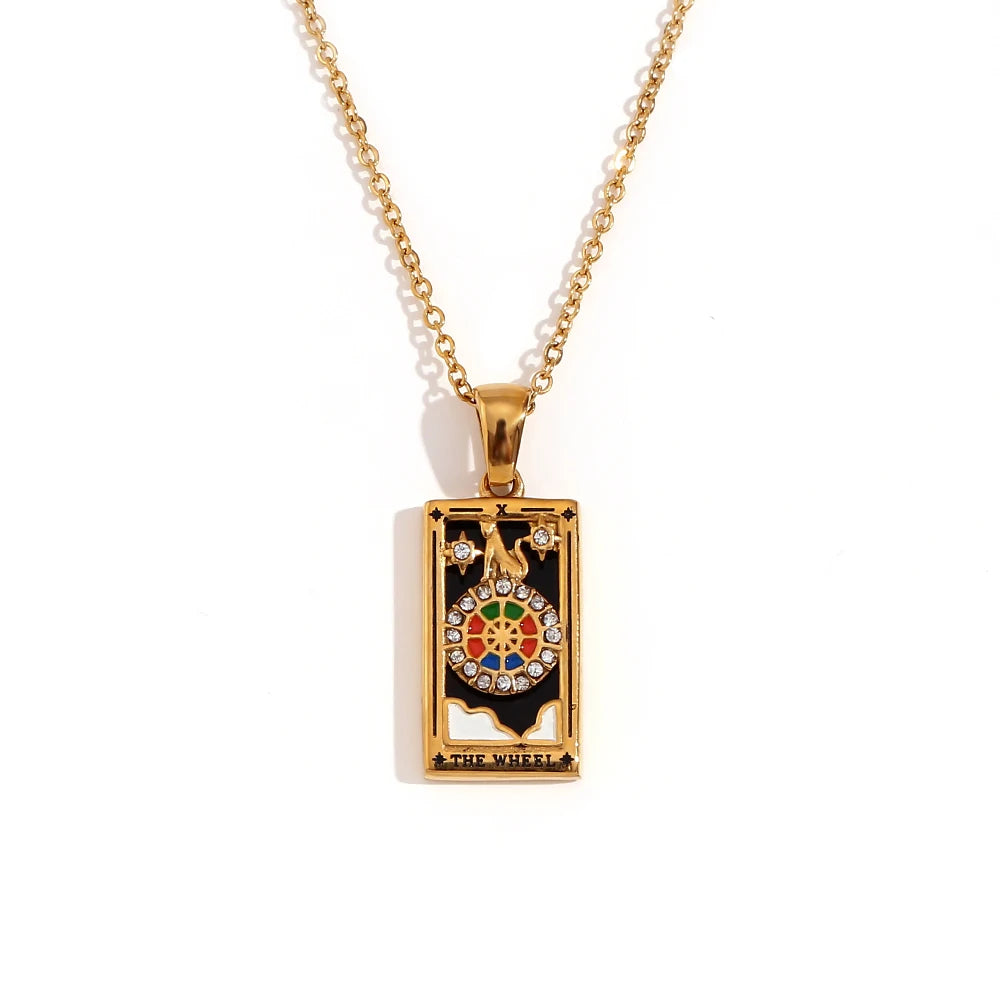 Gold Plated Tarot Card Necklace