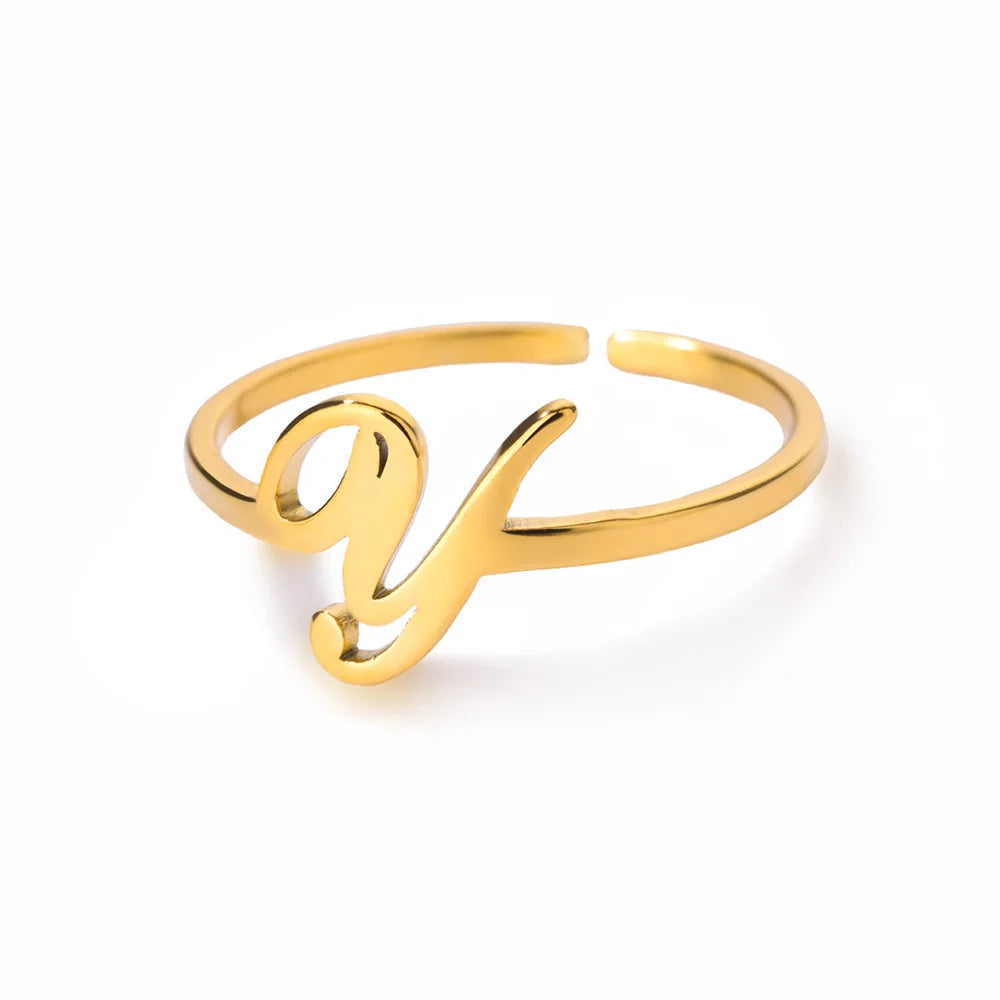 Calligraphy Initial Letter Ring