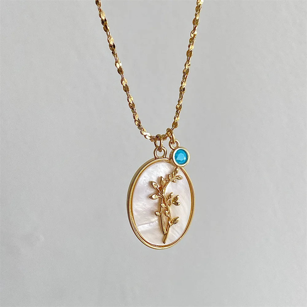 Gold Plated Birthstone & Flower Necklace