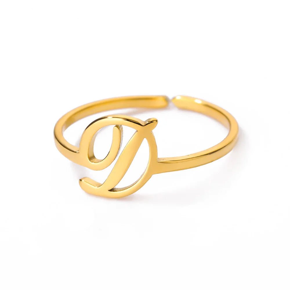 Calligraphy Initial Letter Ring