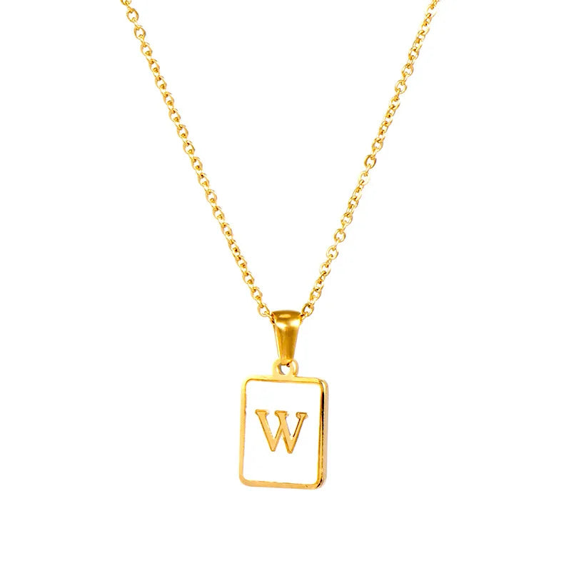 Gold Plated Framed Initial Letter Necklace