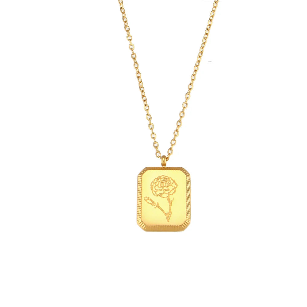 Gold Plated Birth Flower Necklace