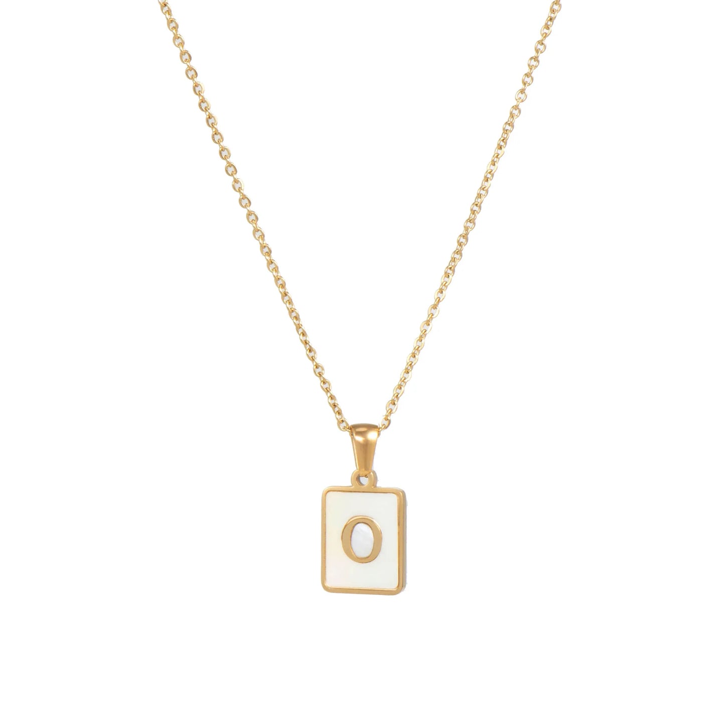 Gold Plated Framed Initial Letter Necklace