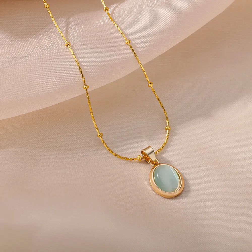 Oval Opal Necklace