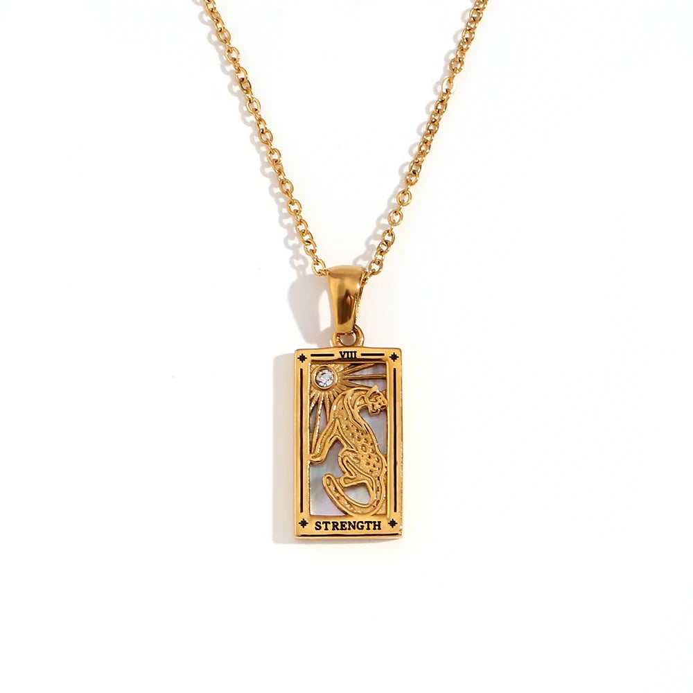 Gold Plated Tarot Card Necklace