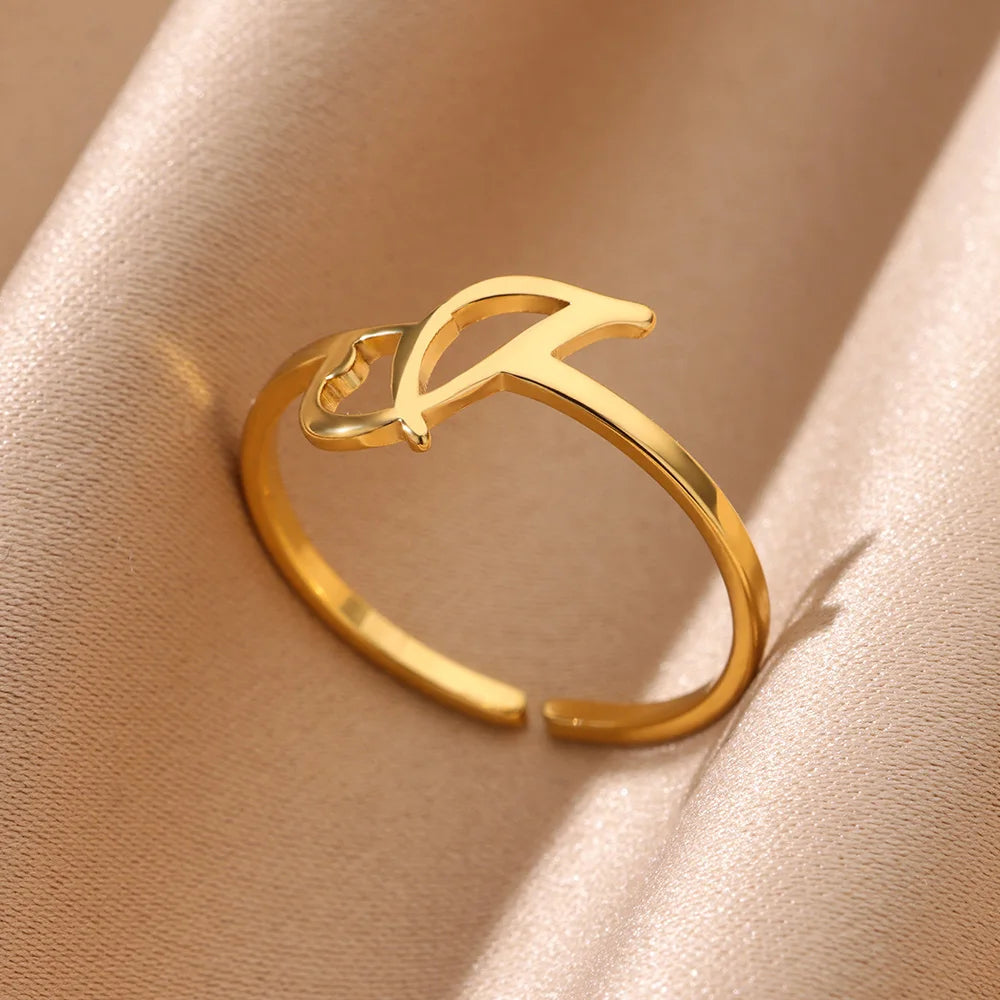 Calligraphy Initial Letter Ring