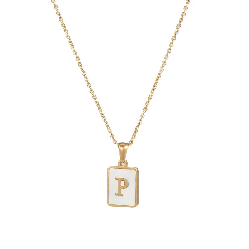 Gold Plated Framed Initial Letter Necklace