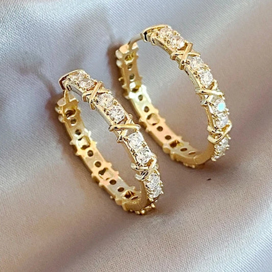 Zircon X Hoop Earrings