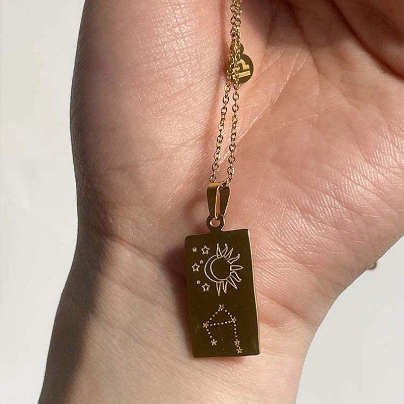 Engraved Zodiac Constellation Necklace