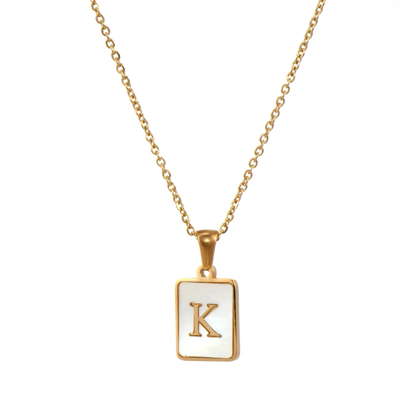 Gold Plated Framed Initial Letter Necklace