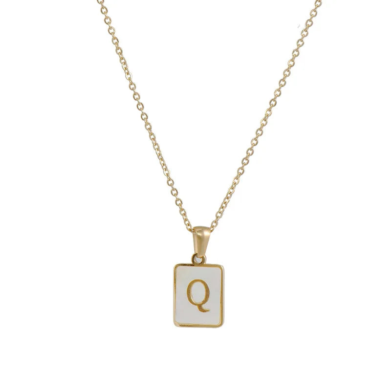 Gold Plated Framed Initial Letter Necklace