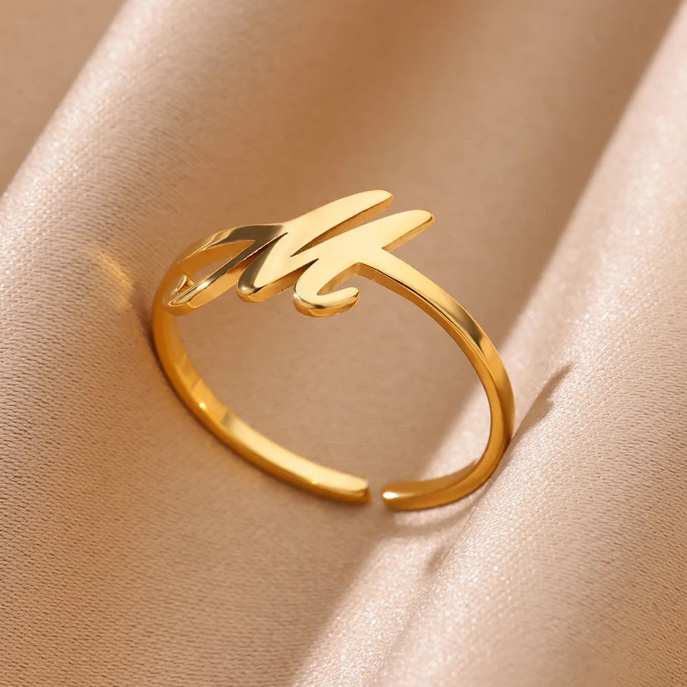 Calligraphy Initial Letter Ring