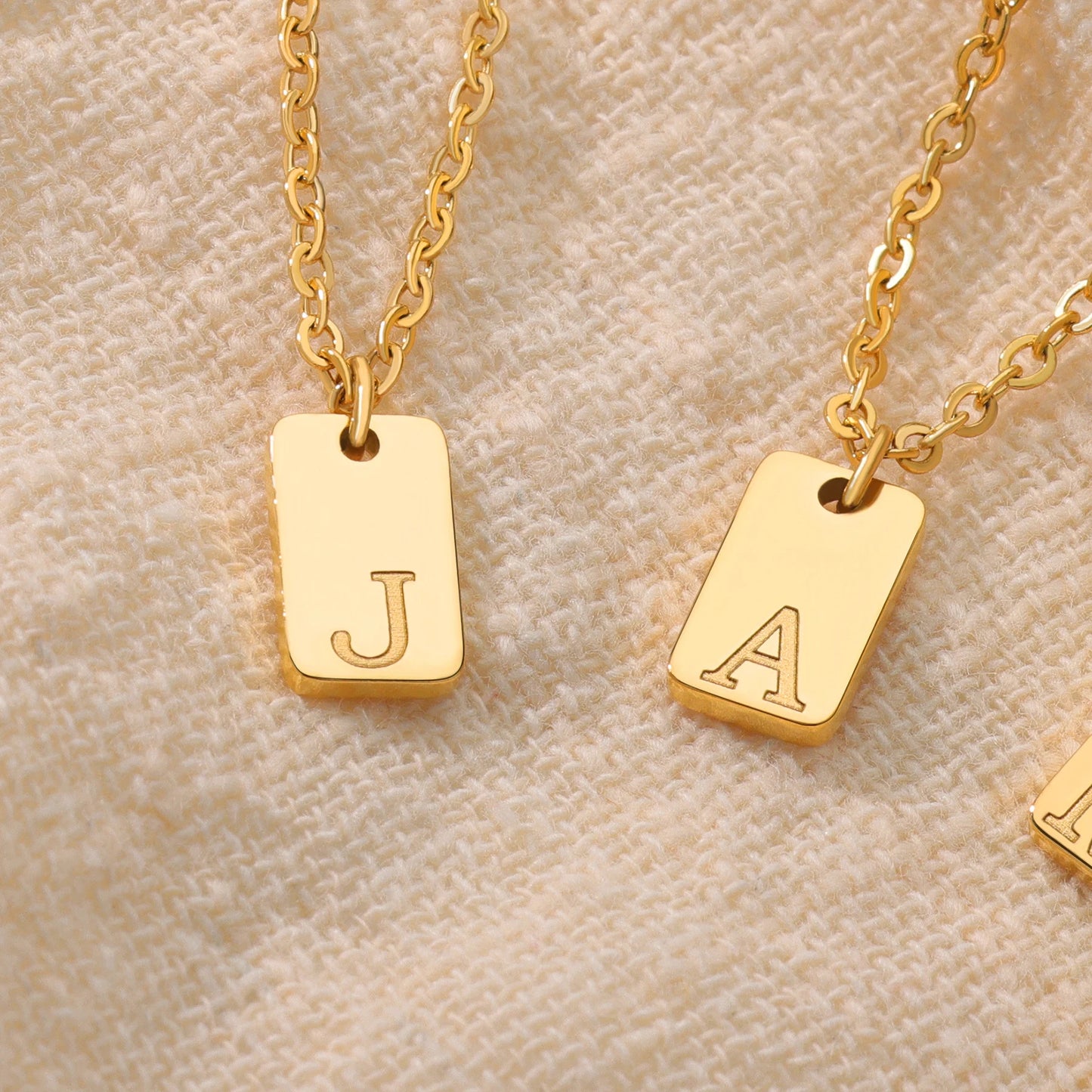 Unisex Engraved Initial Letter Necklace