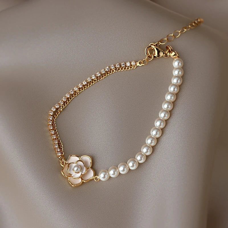 Asymmetric Camellia Flower Bracelet