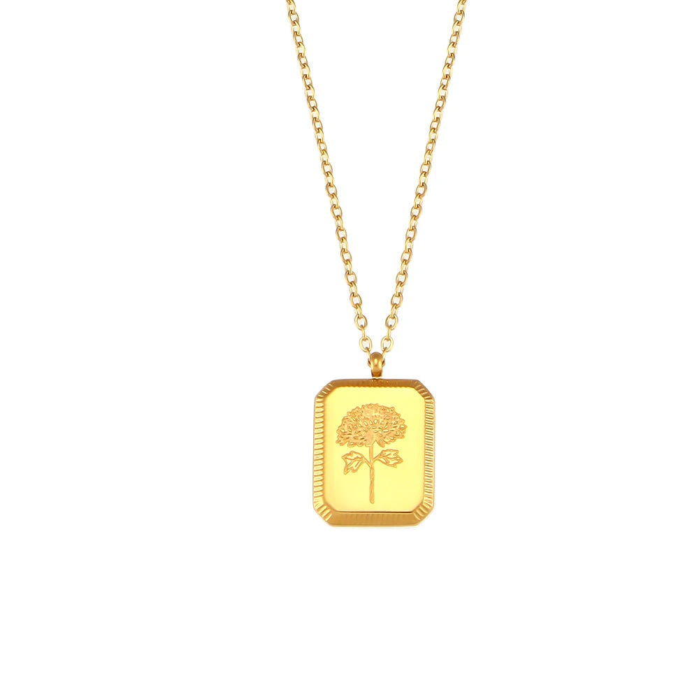 Gold Plated Birth Flower Necklace