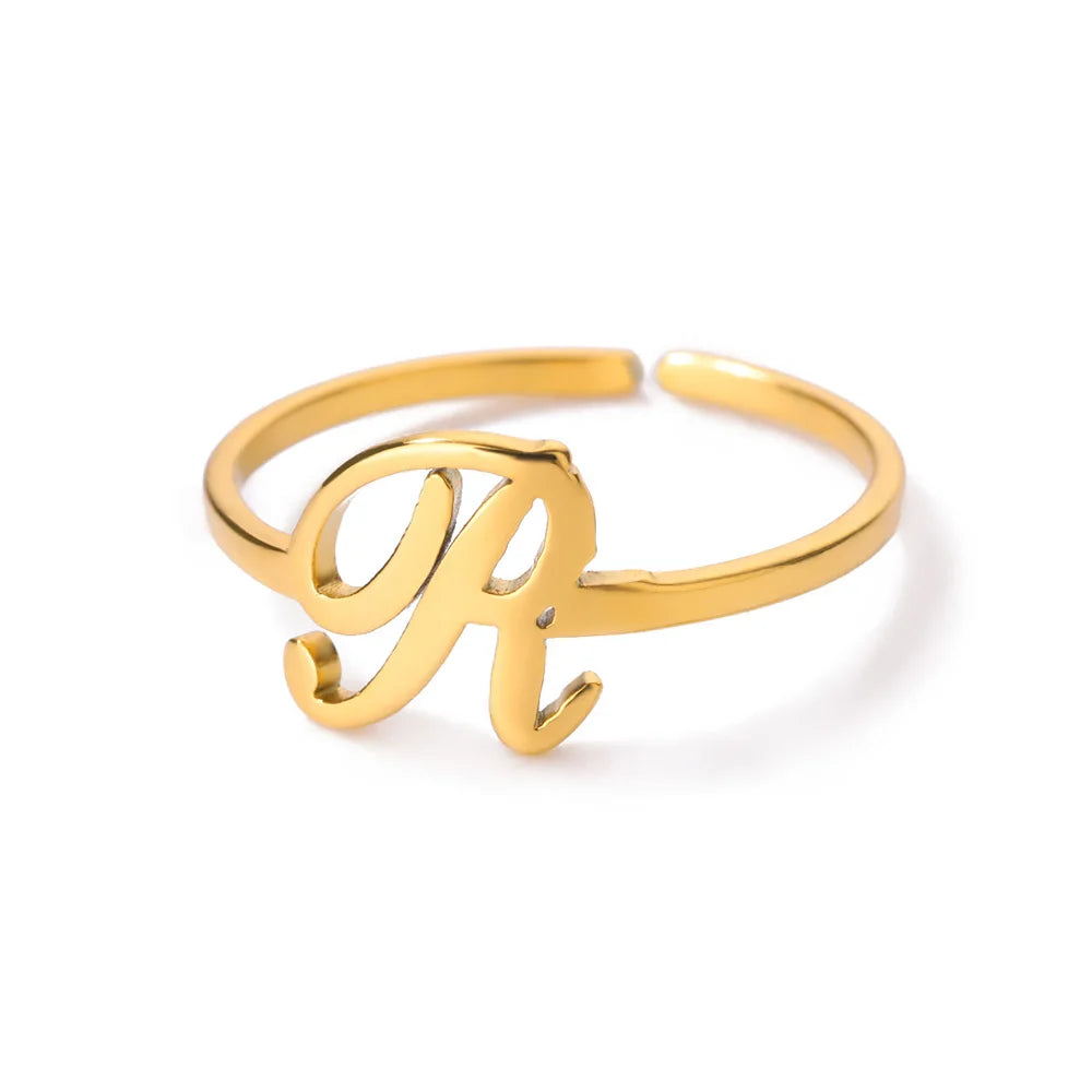 Calligraphy Initial Letter Ring