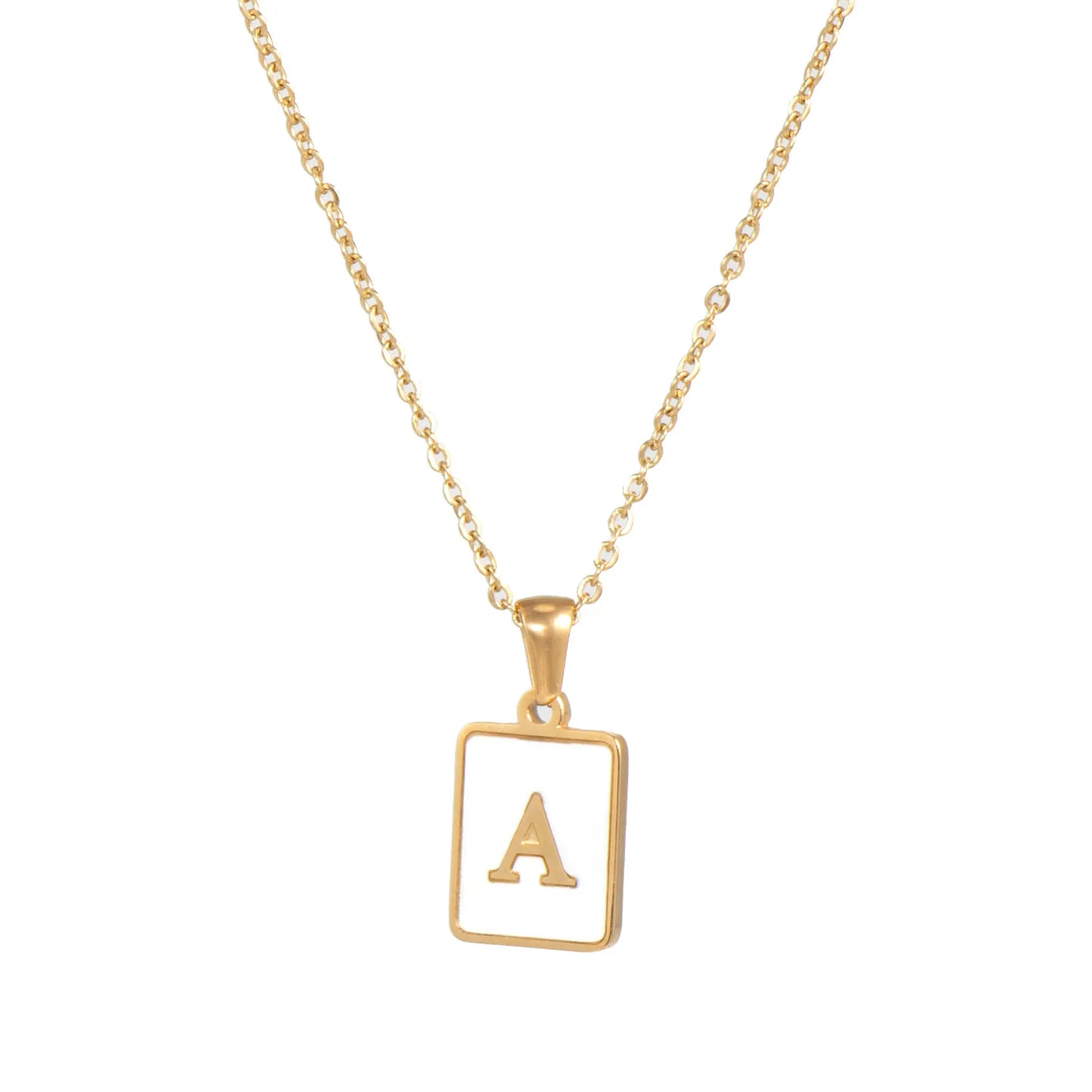 Gold Plated Framed Initial Letter Necklace