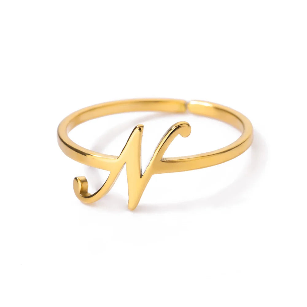 Calligraphy Initial Letter Ring