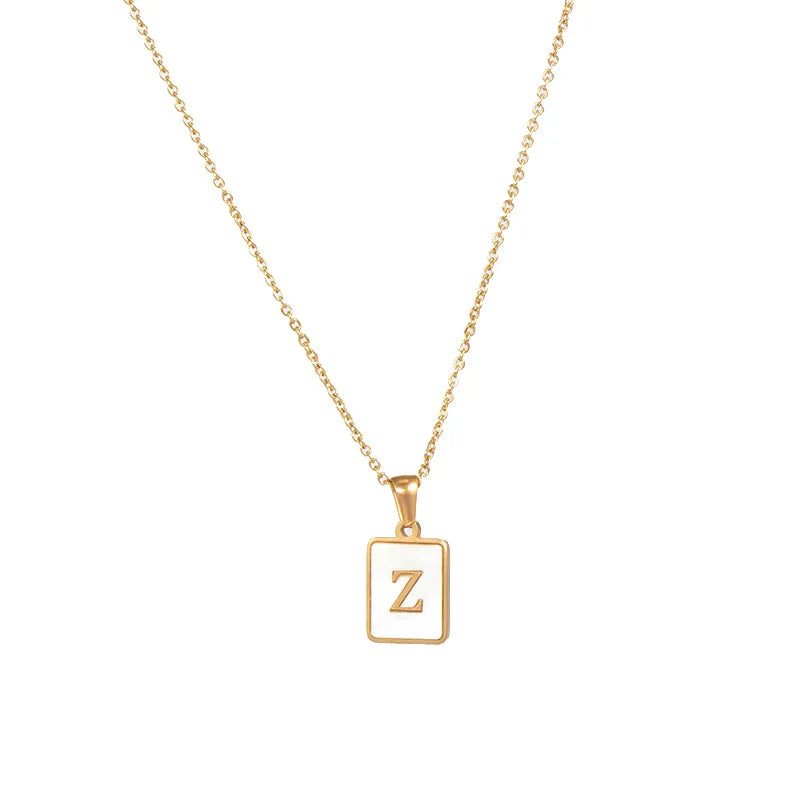 Gold Plated Framed Initial Letter Necklace