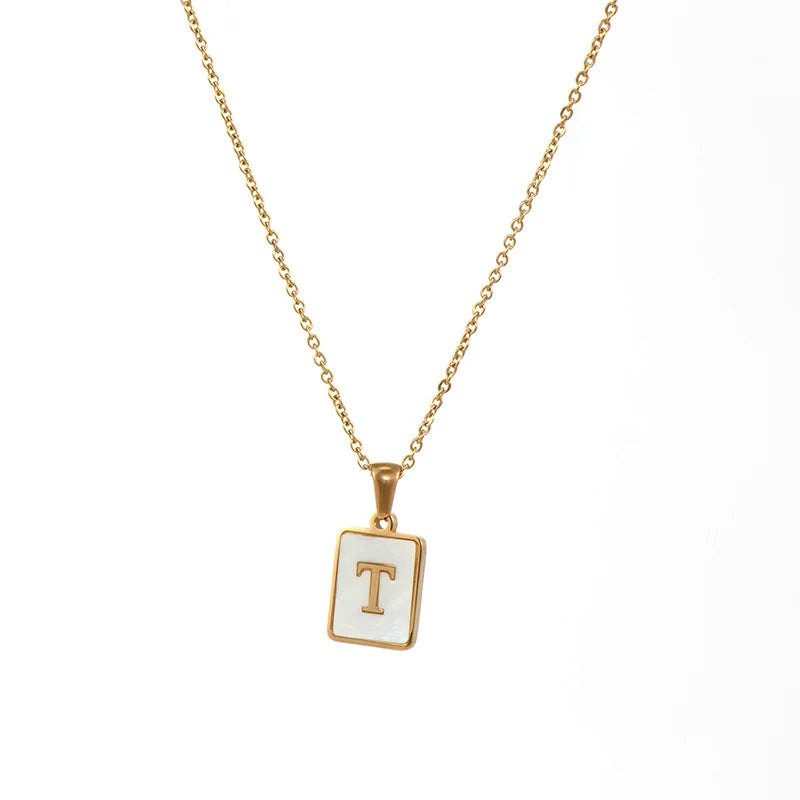 Gold Plated Framed Initial Letter Necklace