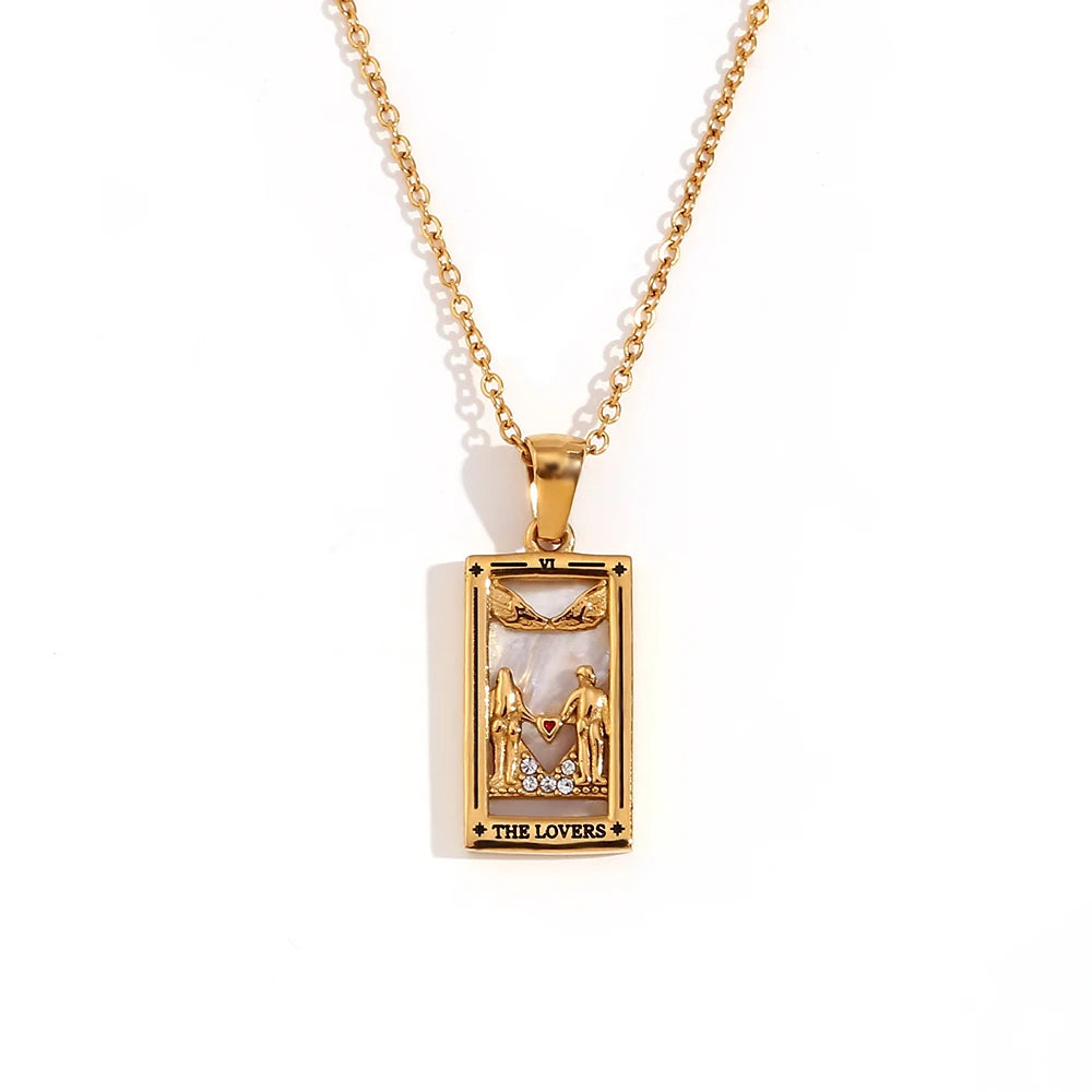 Gold Plated Tarot Card Necklace