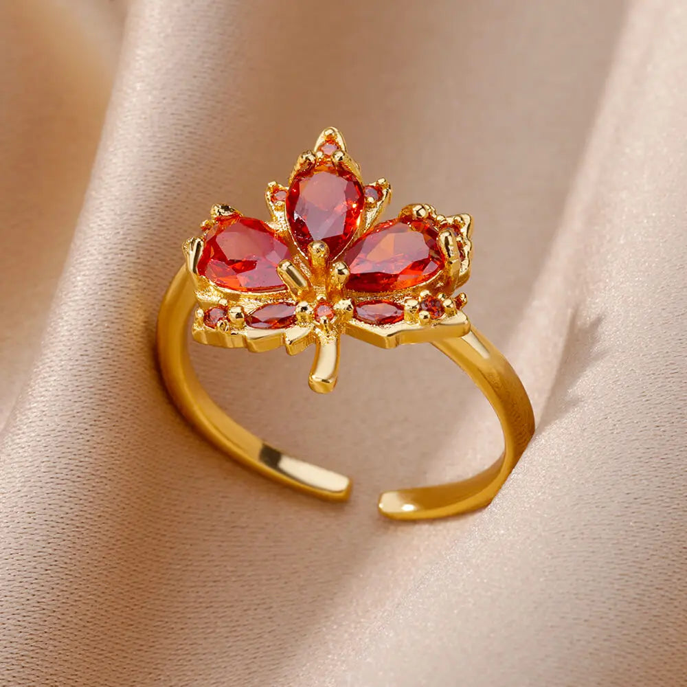 Zircon Maple Leaf Ring