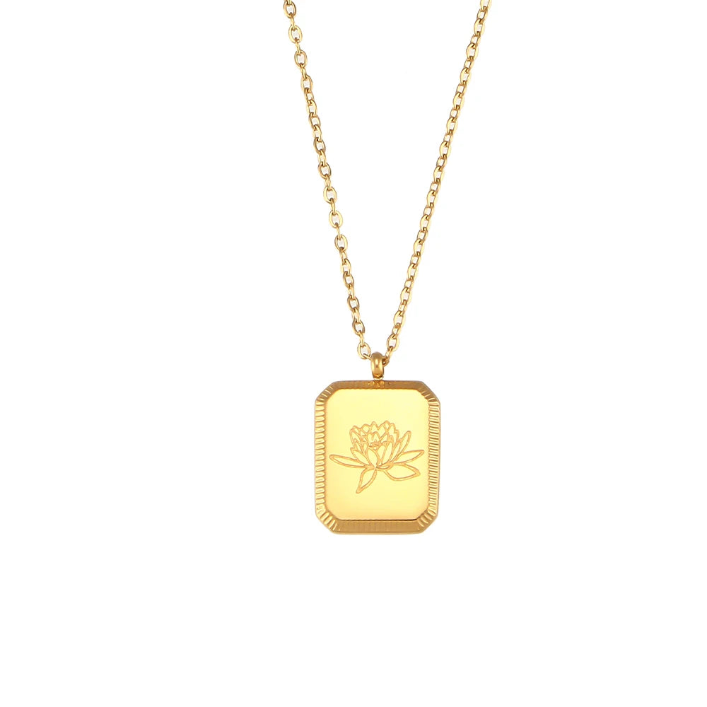 Gold Plated Birth Flower Necklace