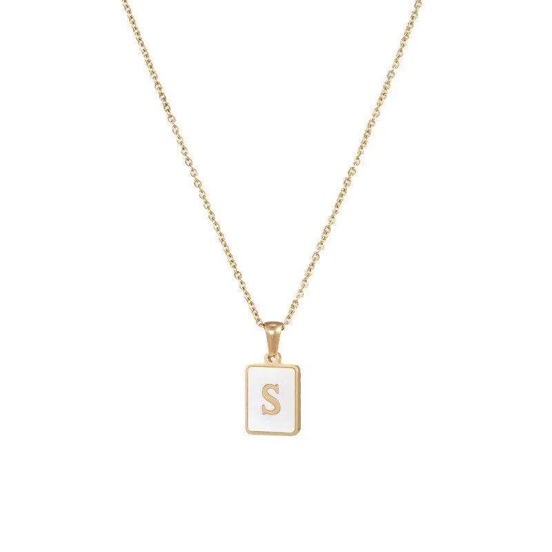 Gold Plated Framed Initial Letter Necklace