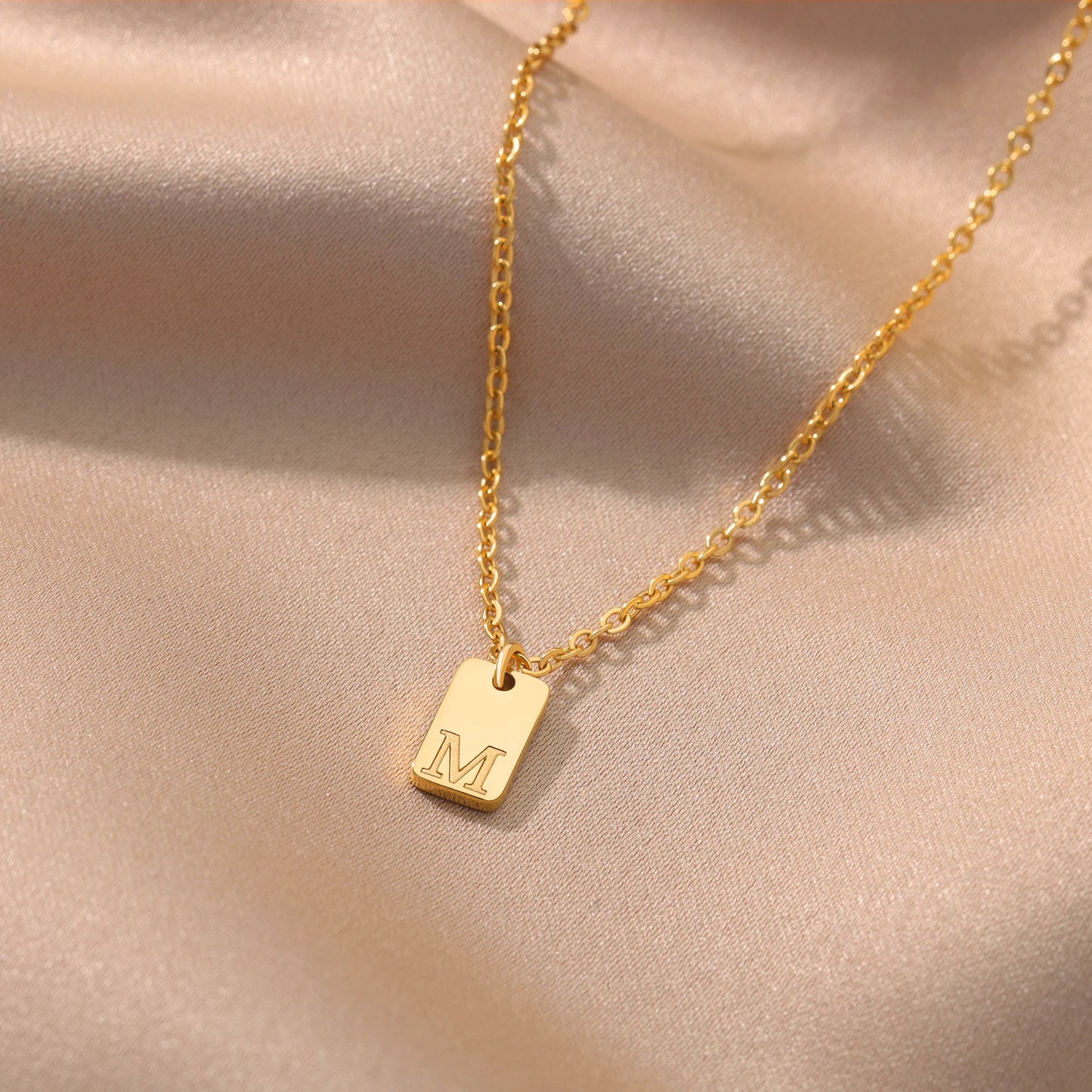 Unisex Engraved Initial Letter Necklace