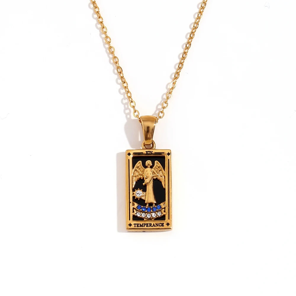 Gold Plated Tarot Card Necklace